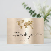 Cartons Réponse Mariage Destination Passport World Map Merci (Debout devant)