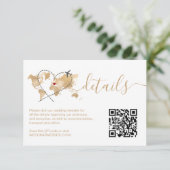 Cartons Réponse Mariage Destination World Map Détails QR Code (Debout devant)