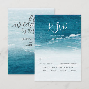 Cartons Réponse Mariage d'été au bord de la mer bleue ondulée ombr