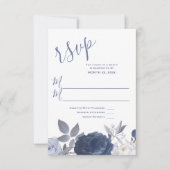 Cartons Réponse Mariage d'été Bleu brillant Floral (Devant)