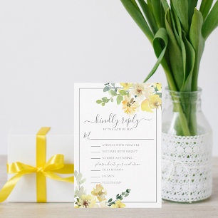 Cartons Réponse Mariage d'été Delicic Jaune Floral Sage Vert