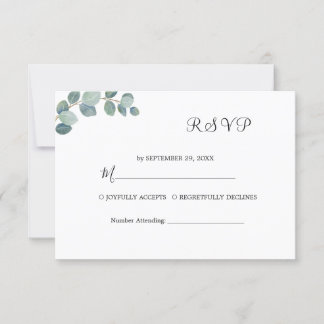 Cartons Réponse Mariage d'été Eucalyptus de verdure rustique.
