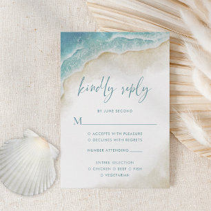 Cartons Réponse Mariage d'été sur la plage à l'aquarelle