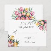 Cartons Réponse Mariage d'harmonie florale dynamique (Devant / Derrière)