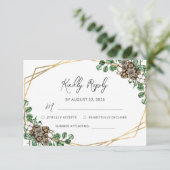 Cartons Réponse Mariage d'hiver Aquarelle Verdure Script (Debout devant)