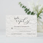 Cartons Réponse Mariage d'hiver Blanc & Noir Simple (Debout devant)