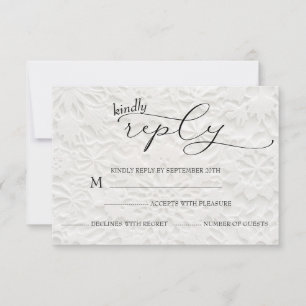Cartons Réponse Mariage d'hiver Blanc & Noir Simple
