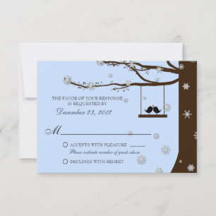Cartons Réponse Mariage d'hiver de flocons de neige d'arbres de ch