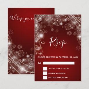 Cartons Réponse Mariage d'hiver de Noël Rouge Élégant