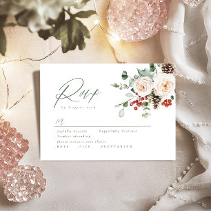 Cartons Réponse Mariage d'hiver élégant et floral