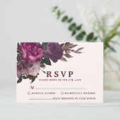 Cartons Réponse Mariage d'hiver floral Burgundy & Maroon Enchantan (Debout devant)