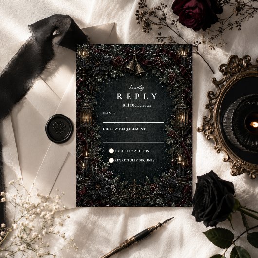 Cartons Réponse Mariage d'hiver gothique goth