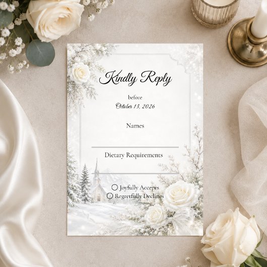 Cartons Réponse Mariage d'hiver intemporel