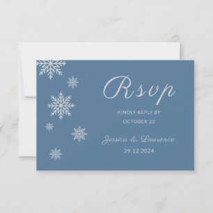 Cartons Réponse Mariage d'hiver minimaliste Dusty Blue Silver