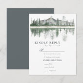 Cartons Réponse Mariage d'hiver | Montagnes Rustiques (Devant / Derrière)