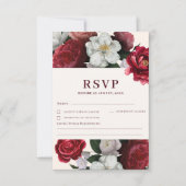 Cartons Réponse Mariage d'hiver romantique en Bourgogne rouge et m (Devant)