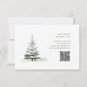 Cartons Réponse Mariage d'hiver rustique QR Code Forest Green ID10 (Dos)