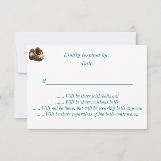 Cartons Réponse Mariage d'hiver Snowflakes Pinecones (Dos)