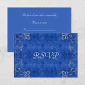 Cartons Réponse Mariage diamant Sea Blue & White Velvet Deco (Devant / Derrière)