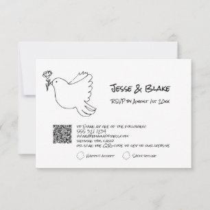 Cartons Réponse Mariage d'illustrations de Doodle en noir et blanc