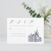 Cartons Réponse Mariage d'illustrations du château vintage (Debout devant)