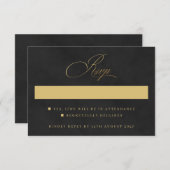 Cartons Réponse Mariage d'imitation de texture de velours or et no (Devant / Derrière)