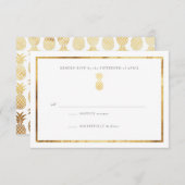 Cartons Réponse Mariage d'or à ananas tropical (Devant / Derrière)
