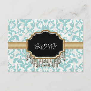 Cartons Réponse Mariage d'or affligé âgé de regard de Bling de