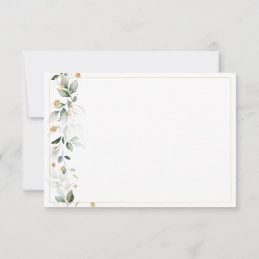 Cartons Réponse Mariage d'or fleuri Eucalyptus (Dos)