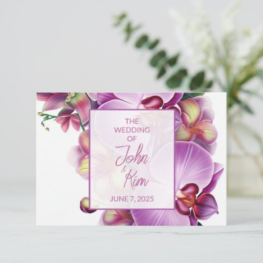 Cartons Réponse Mariage d'orchidées florales (Debout devant)