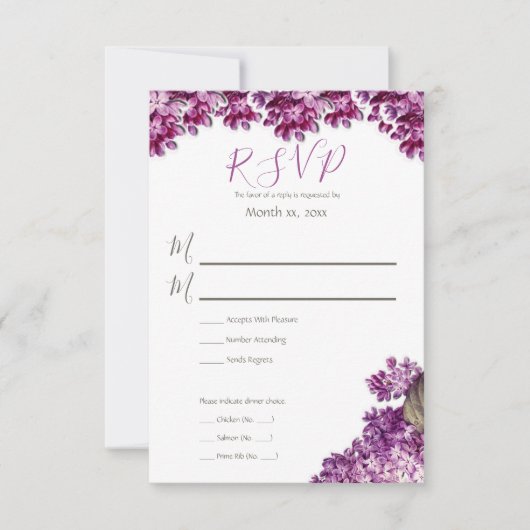 Cartons Réponse Mariage du jardin de printemps de Lilac (Devant)