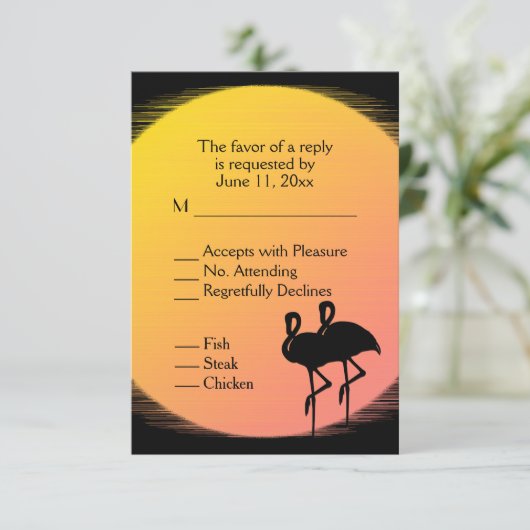 Cartons Réponse Mariage du soir sous le soleil couchant enflammé (Debout devant)