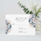 Cartons Réponse Mariage Dusty Blue & White Peony (Debout devant)