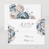Cartons Réponse Mariage Dusty Blue & White Peony (Devant / Derrière)