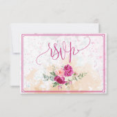 Cartons Réponse Mariage éclaboussé de couleur rose chaud (Dos)
