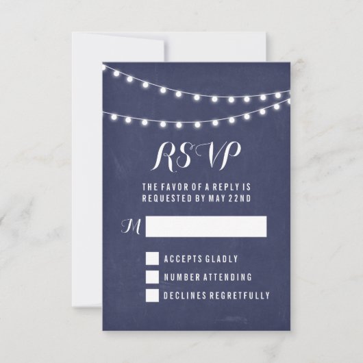 Cartons Réponse Mariage Éclairage Été Cordes Navy (Devant)