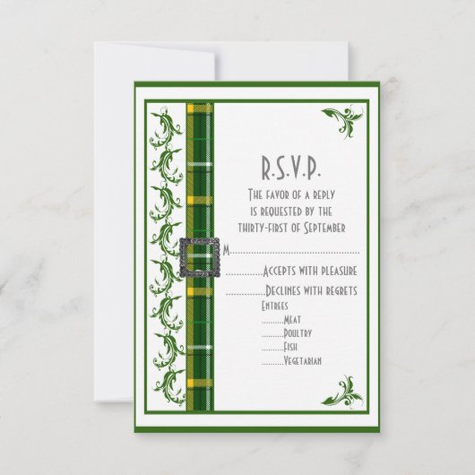 Cartons Réponse Mariage écossais R.S.V.P (Devant)