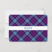 Cartons Réponse Mariage écossais Tartan bleu violet (Devant)