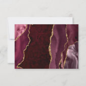 Cartons Réponse Mariage écriture dorée agate rouge de Bourgogne (Dos)