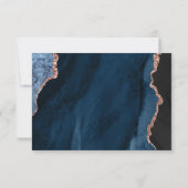 Cartons Réponse Mariage écriture Rose Gold Agate Bleu Marine (Dos)