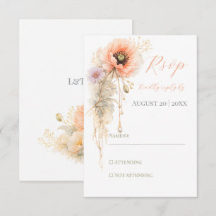 Cartons Réponse Mariage éditorial élégant Poppy Blush doux