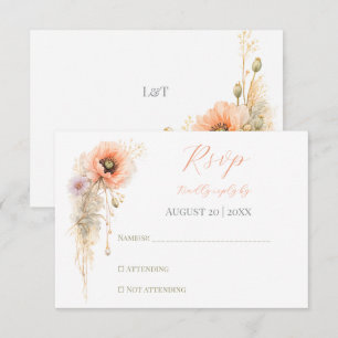 Cartons Réponse Mariage éditorial élégant Poppy Blush doux