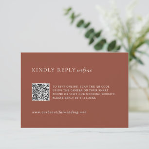Cartons Réponse Mariage éditorial moderne avec code QR cuivre rust