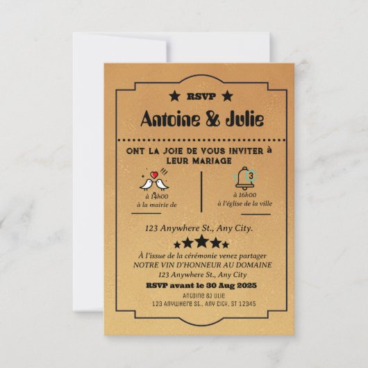 Cartons Réponse mariage Élégance marron minimal (Devant)