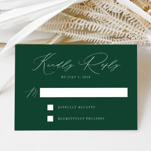 Cartons Réponse Mariage Élégance Moderne Vert