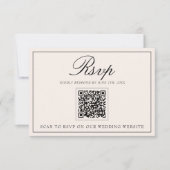 Cartons Réponse Mariage élégant à code QR Crème Noir Classique  (Devant)