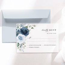 Mariage élégant à fleurs de Navy bleu poussiéreux 