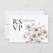 Cartons Réponse Mariage élégant à fleurs rustiques blanches (Devant)