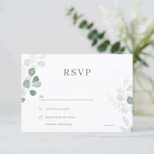 Cartons Réponse Mariage élégant à la feuille verte