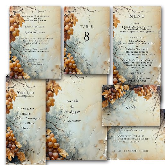 Cartons Réponse Mariage élégant à l'aquarelle au vignoble du doma